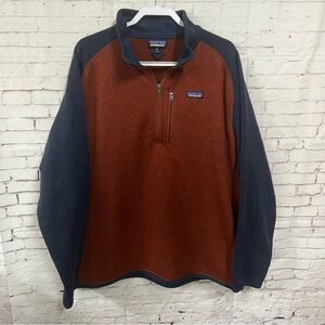 Patagonia Men 2X 1/4 Zip Fleece Better Sweater Pullover Jacket Red Navy Blue